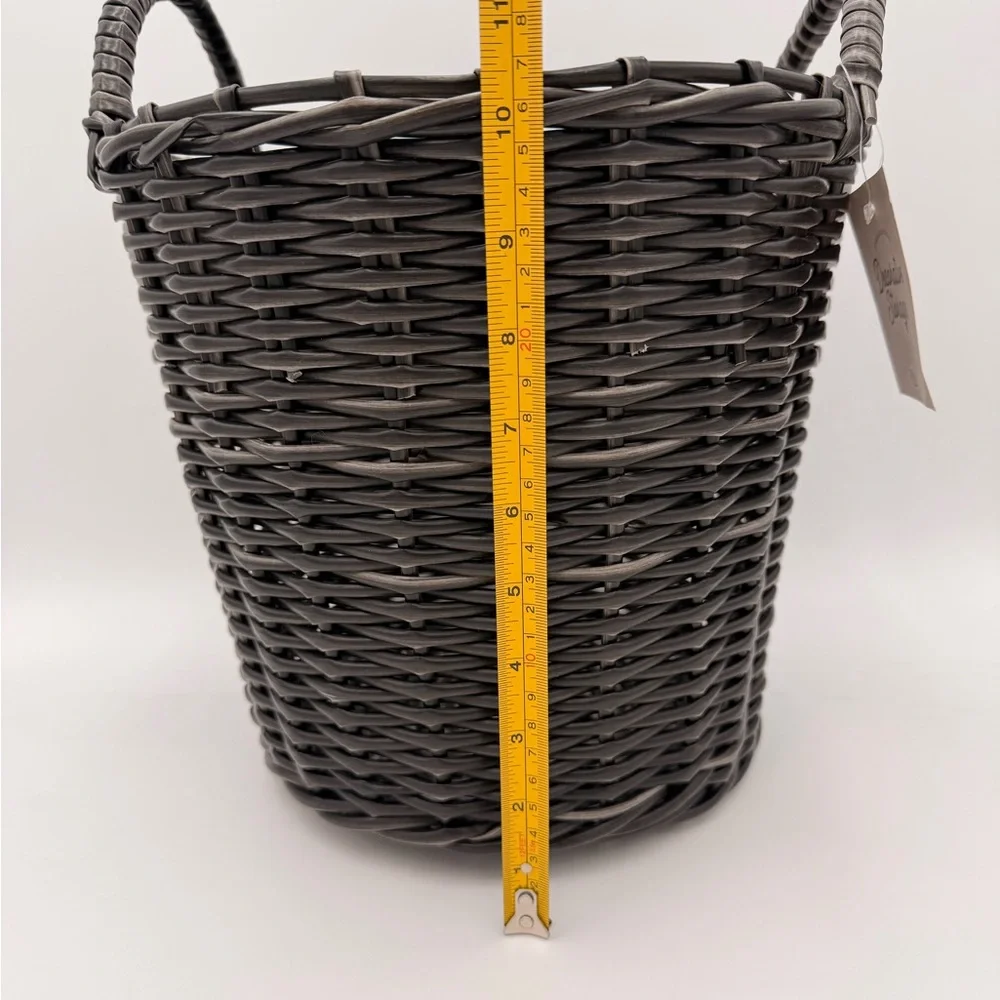 Black Woven Decorative Storage Basket with Handles